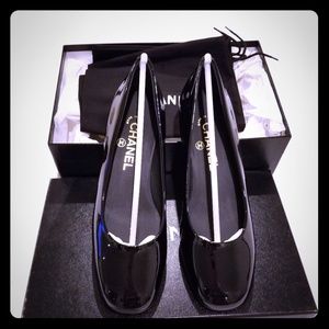 Chanel Patent Black Flats